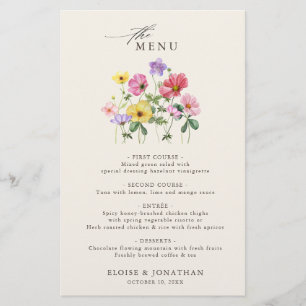 Wildflower Rustiek Chic Bloemen Boho Wedding Menu