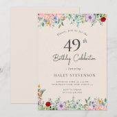 Wildflower rustieke Boho 49e verjaardag Eenvoudig  Kaart (Voorkant / Achterkant)