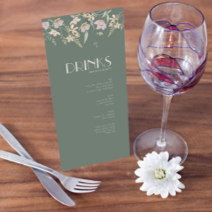 Wildflower Sage Deco Bruiloft Drink Menu