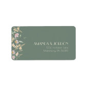 Wildflower Sage Deco Bruiloft RSVP Adreslabel Etiket (Voorkant)