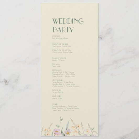 Wildflower Sage Deco Trouwprogramma Programma (Achterkant)