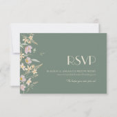 Wildflower Sage Deco Trouwwebsite RSVP Kaartje (Voorkant)