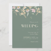 Wildflower Sage Deco Wedding Kaart (Voorkant)