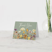 Wildflower Sage Green Boho Wedding Bedankt Card (Voorkant)