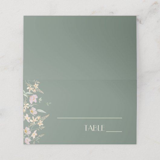 Wildflower Salie Deco Trouwplaatskaart Tent (Buitenkant ongevouwen)