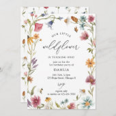 Wildflower Script Floral Boho Meisje 1e Verjaardag Kaart (Voorkant / Achterkant)