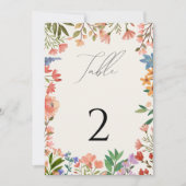 Wildflower script Tafelnummerkaart Kaart (Voorkant)