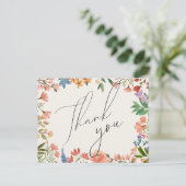 Wildflower Script Weddenschap Dank u Briefkaart (Staand voorkant)