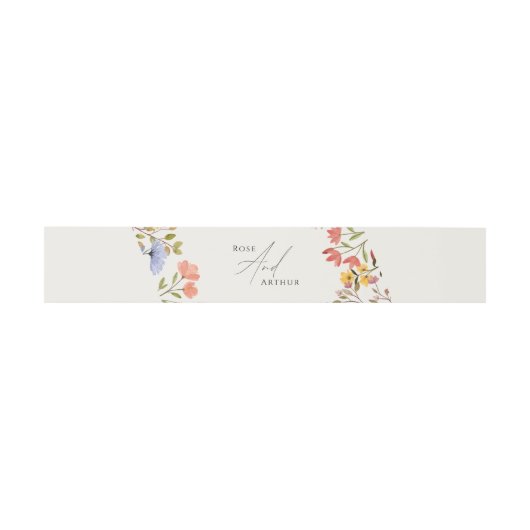 Wildflower Script Wedding Sticker Uitnodigingen Wikkel (Vlak)