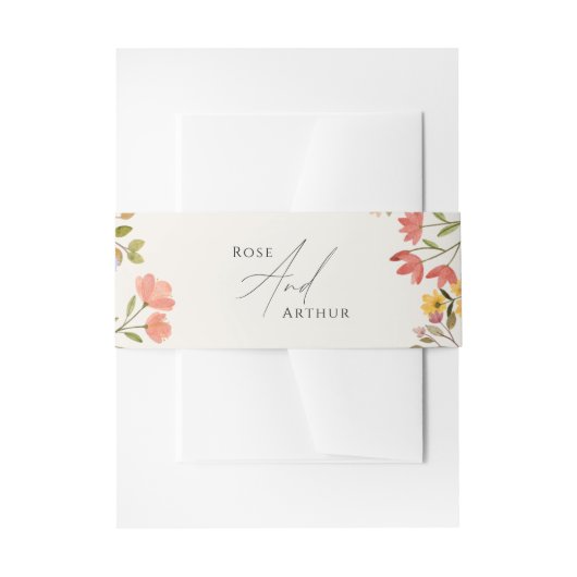 Wildflower Script Wedding Sticker Uitnodigingen Wikkel (Voorkant Voorbeeld)
