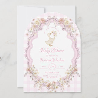 Wildflower Silly Goose Pink Bow Girl Baby Shower Kaart