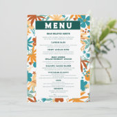 Wildflower Sinaasappel Ranunculus Daisy Blauwgroen Menu (Staand voorkant)