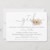 Wildflower Solid Green Shower Book Invitation (Devant)