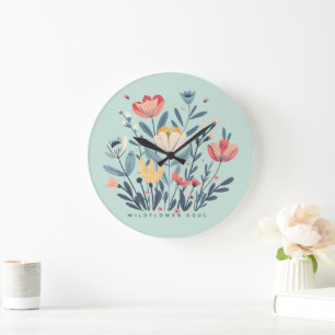 Wildflower Soul Boho Bloemige Botanische Wandklok Grote Klok