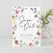 Wildflower Sparen de Uitnodiging van de Datum (Staand voorkant)