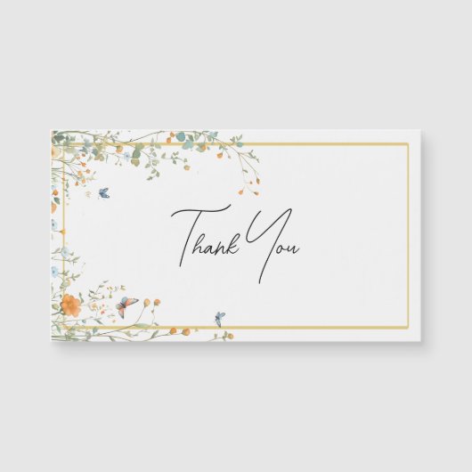 Wildflower sprays met Elegant Script Bedankt (Voorkant)