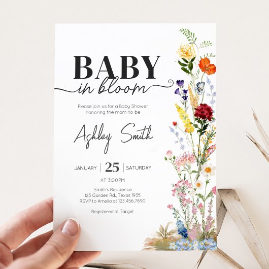 Wildflower Spring Baby in Bloom Baby shower Kaart