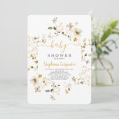 Wildflower Spring Baby shower Girl Invitation Kaart (Staand voorkant)