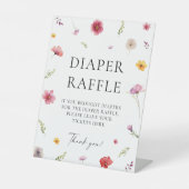 Wildflower Spring Baby shower Luier Raffle Game Reclamebord Met Voetstuk (Voorkant)