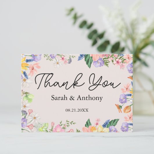 Wildflower Spring bedankkaart (Staand voorkant)