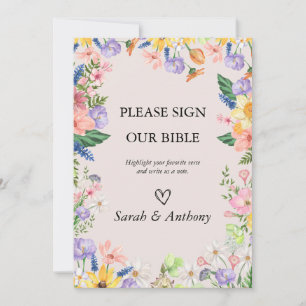 Wildflower Spring Bijbel Gastboek Trouwbord Kaart