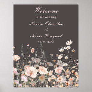 Wildflower Spring Blush Roze Bloemen Huwelijk Poster