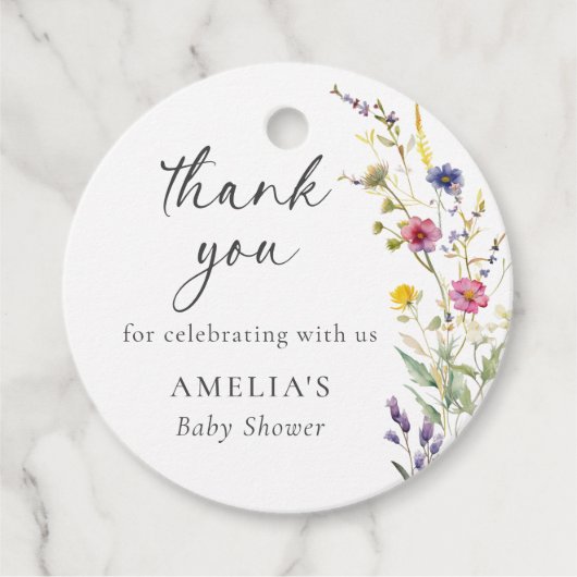 Wildflower Spring Floral Baby shower dank u Bedankjes Labels (Voorkant)