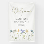 Wildflower Spring Floral Baby shower Welkom Spandoek (Verticaal)