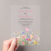 Wildflower Spring Floral Wedding Acryl Uitnodigingen (Insitu (Draagbaar))