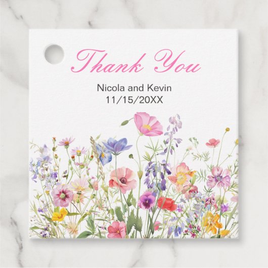 Wildflower Spring Floral Wedding Bedankjes Labels (Voorkant)