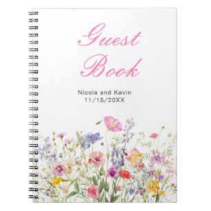 Wildflower Spring Floral Wedding Guest Book Notitieboek