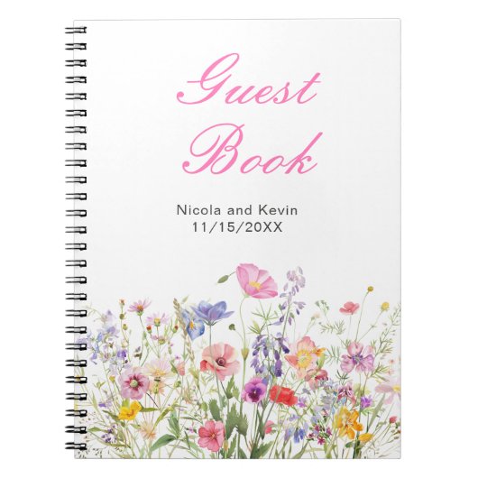 Wildflower Spring Floral Wedding Guest Book Notitieboek (Voorkant)