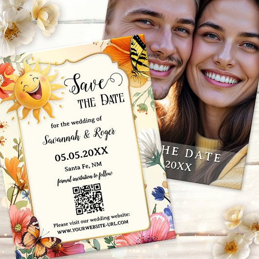 Wildflower Spring Photo Save the Date Aankondiging