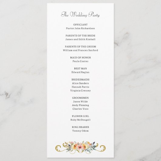 Wildflower Spring Summer Wedding Programma (Achterkant)