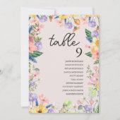 Wildflower Spring Trouwtafel Zitting Grafiek Kaart (Voorkant)