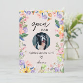 Wildflower Spring Wedding Open Bar Hondenteken Kaa Kaart (Staand voorkant)