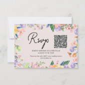Wildflower Spring Wedding QR Code RSVP Kaart (Voorkant)