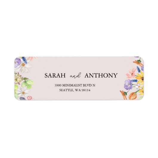 Wildflower Spring Wedding Retour Adres Label (Voorkant)