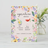 Wildflower Spring Wedding Signature Drink Kaart (Staand voorkant)