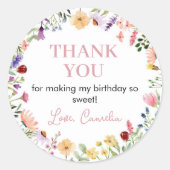 Wildflower Sticker Labels Verjaardag Baby shower (Voorkant)