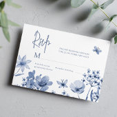 Wildflower stoffige blauwe bruiloft reactie RSVP-k RSVP Kaartje