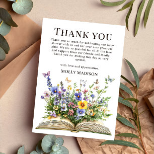 Wildflower Storybook Baby shower Dank u kaart