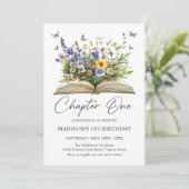 Wildflower Storybook Chapter One First Birthday Kaart (Staand voorkant)