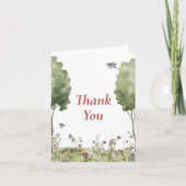 Wildflower Strawberry Summer Baby shower Dank u Bedankkaart (Voorkant)