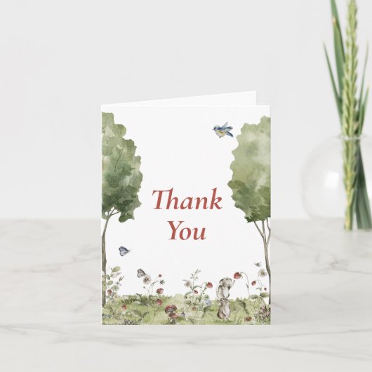 Wildflower Strawberry Summer Baby shower Dank u Bedankkaart (Voorkant)