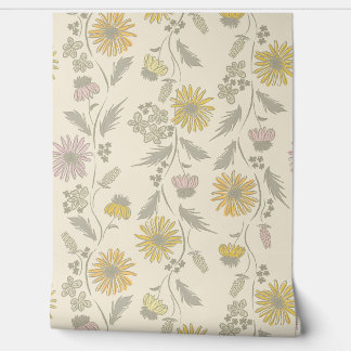 Wildflower Stripes - Blush And Gray Green Behang
