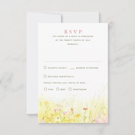 Wildflower Summer Weddenschap RSVP-Kaarten RSVP Kaartje (Voorkant)