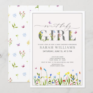  Wildflower Sweet Baby Girl Script Douche Kaart