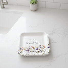 Wildflower Symphony: levendige Waterverf kunst Papieren Bordje