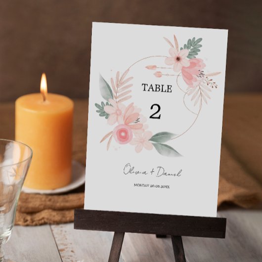 Wildflower tafel nummer Kaart Sjabloon, minimalist